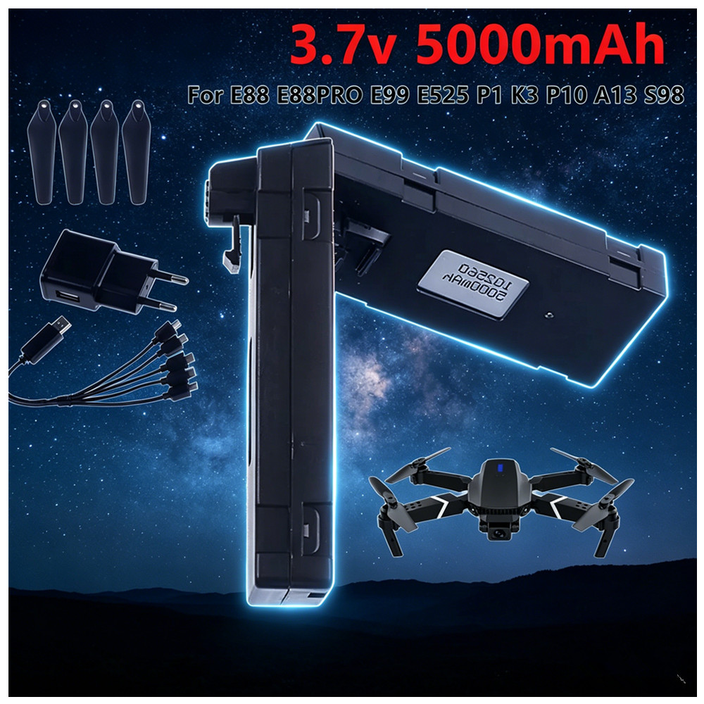 Drone Rc E88 Pro - 3.7V 5000mAh Oplaadbare Li-ion Batterij Of