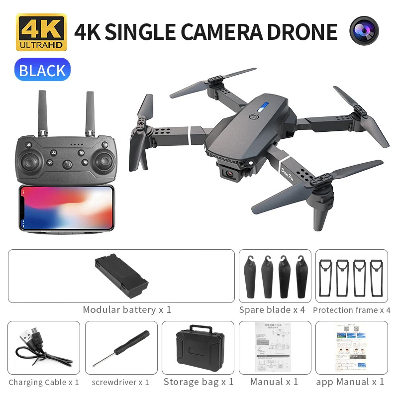 Rc Drone E88 - E88 ProIntelligent Opvouwbare Drone Ondersteunt enkele/Dubbele