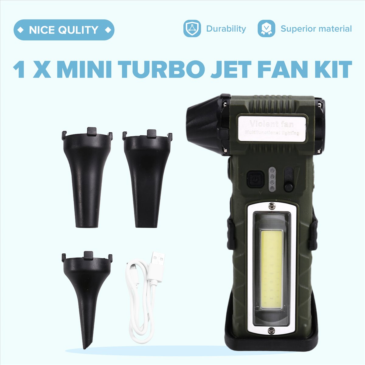 AT59 Handheld Turbo Jet Fan me - Brushless Motor recensie en prijs