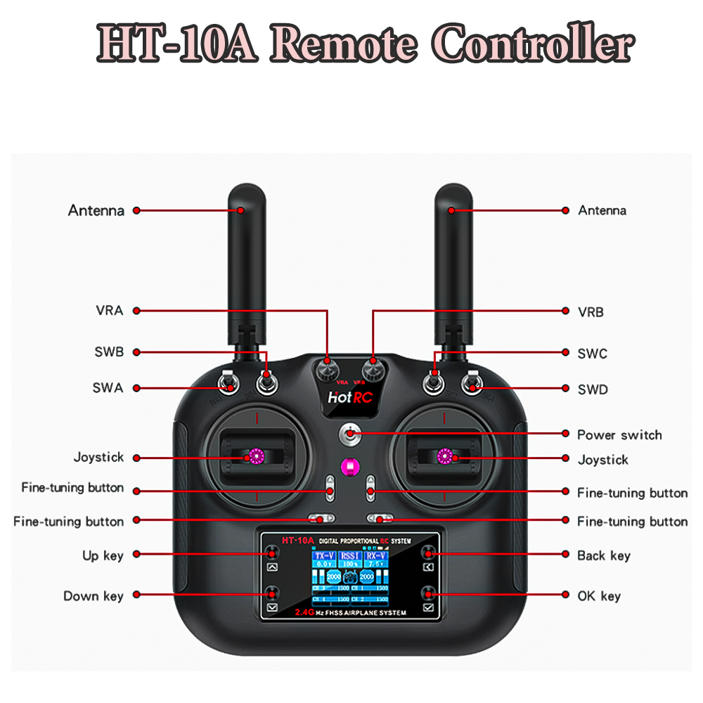 Hotrc HT-10A 2.4G 10CH zender  - Drone Rc Transmitter And Receiver recensie en prijs