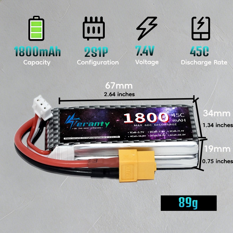TERANTY 2S 3S 4S 1800mAh Lipo  - Drone Lipo Battery recensie en prijs