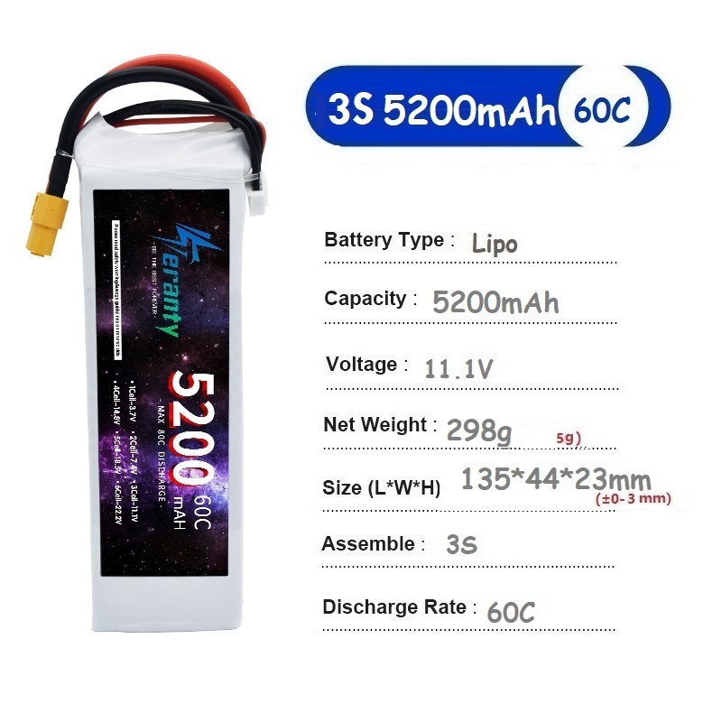 TERANTY 3S 5200MAH 60C batteri - Drone Avion Rc recensie en prijs