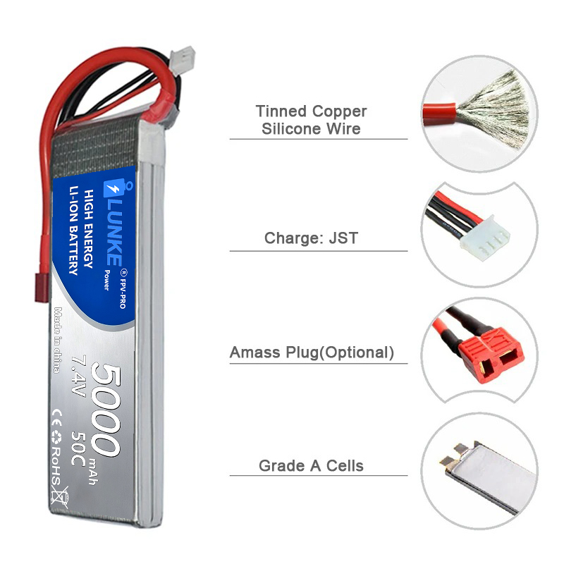 Lipo-batterij 2S 7.4V 5000mAh  - Drone Avion Rc recensie en prijs