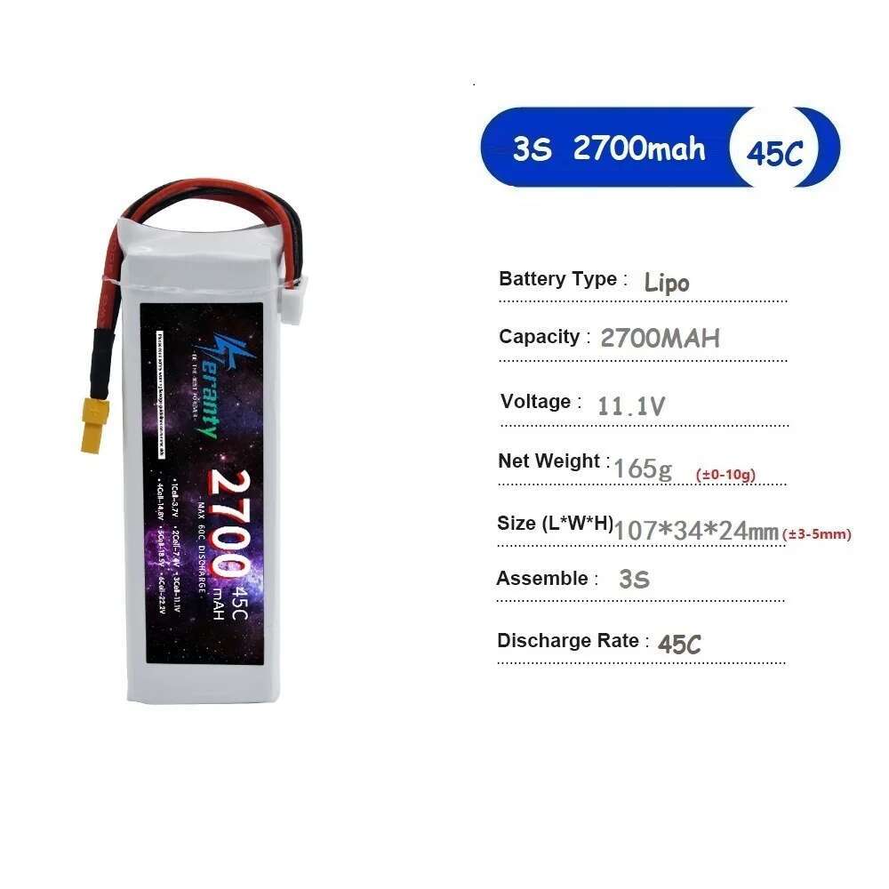 TERANTY 2700 MAH 45C 3S batter - Drone Avion Rc recensie en prijs